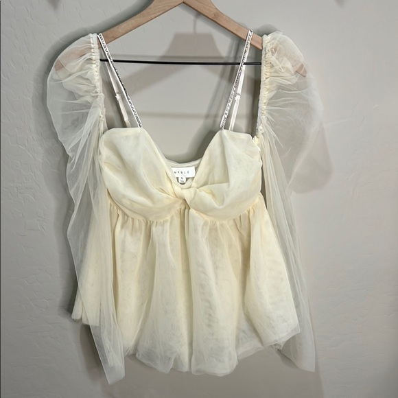 Mable Tops - Mable Blouse Tulle Rhinestones Fairycore Princess Puff Top Whimsy Anthropologie